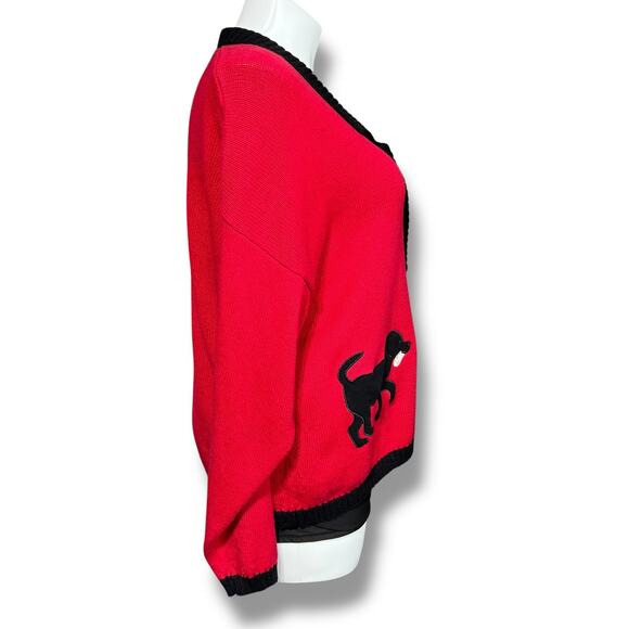Vintage Timber Lea Womens Sweater Cardigan Collared Button Down Dog Theme Red 2X - Picture 3 of 14